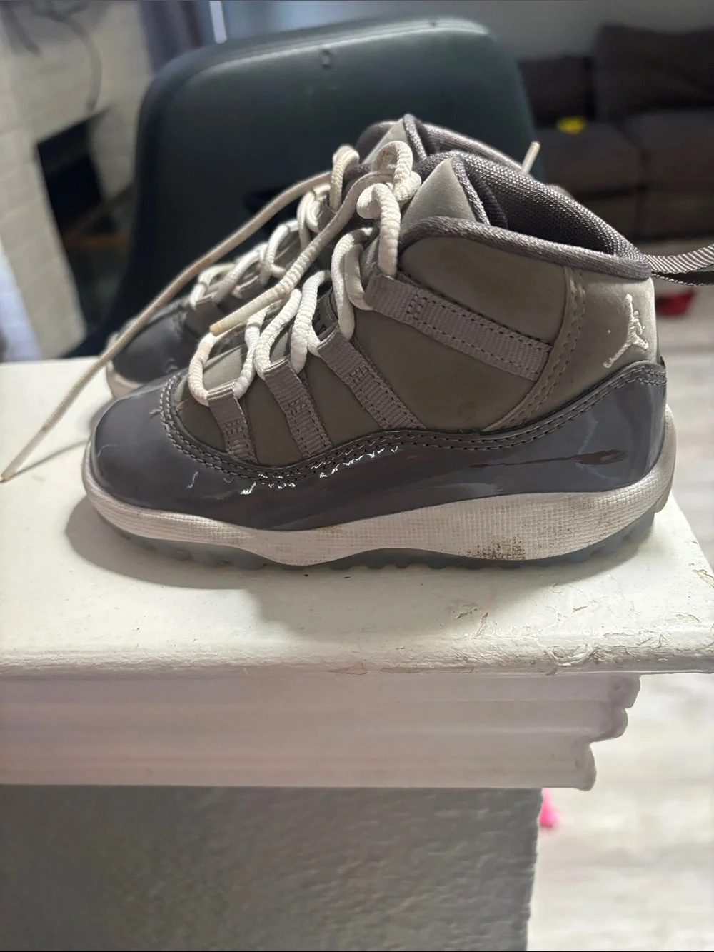 Jordan Kids Grey and White High-Top Sneakers